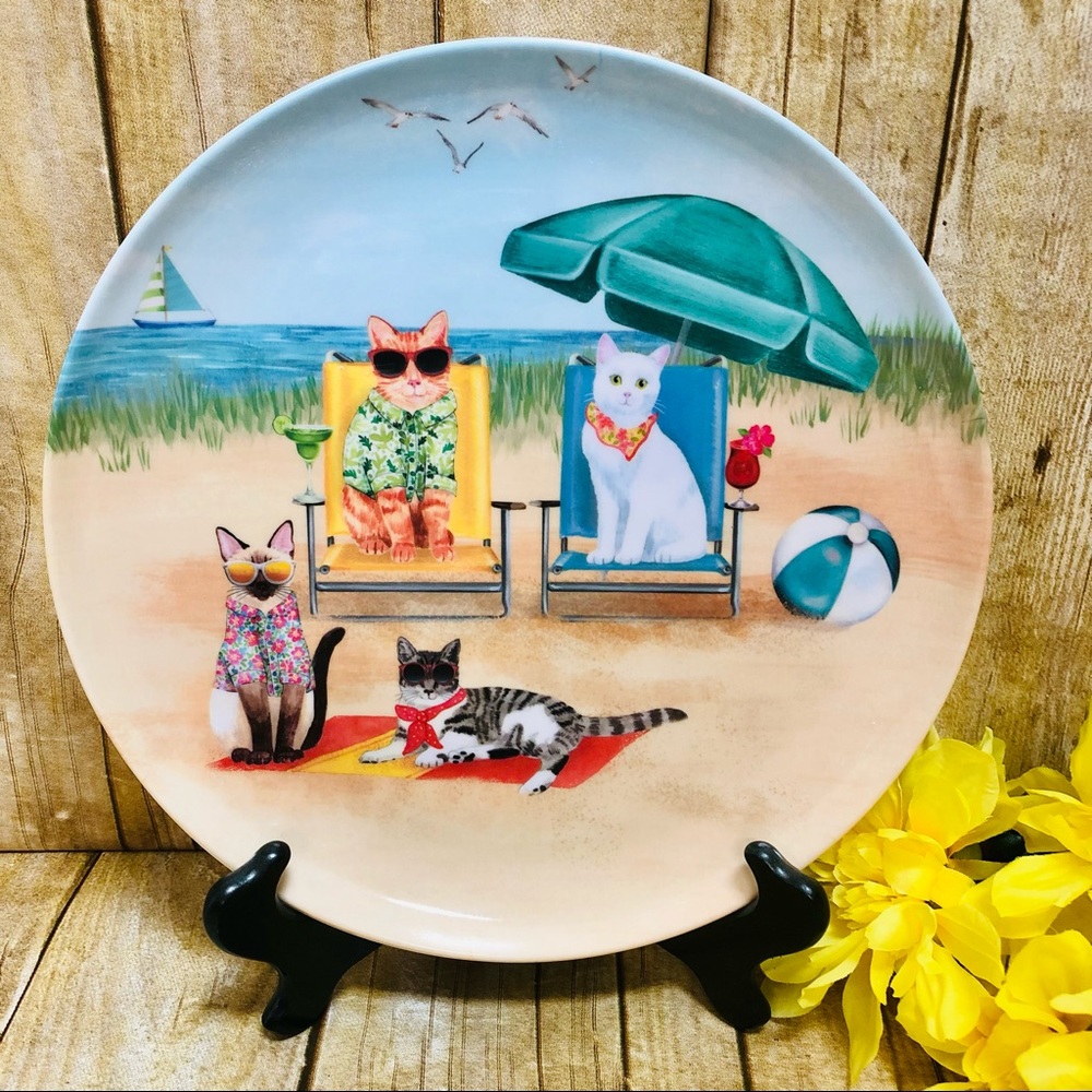 “Cats on the Beach” (Set of 4 Plates)